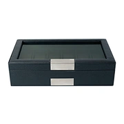 Sonny 12 Slots Black Cross Grain Leather Watch Box